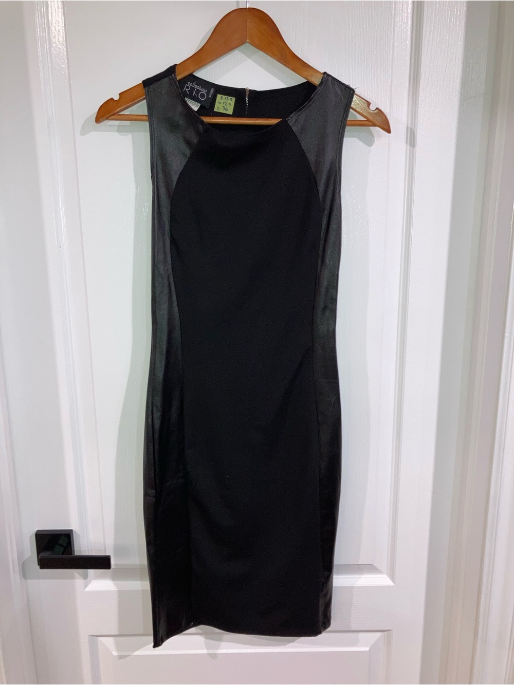 Rio Collection Black Fitted Sleeveless Dress w/ Faux Leather Panels - size S